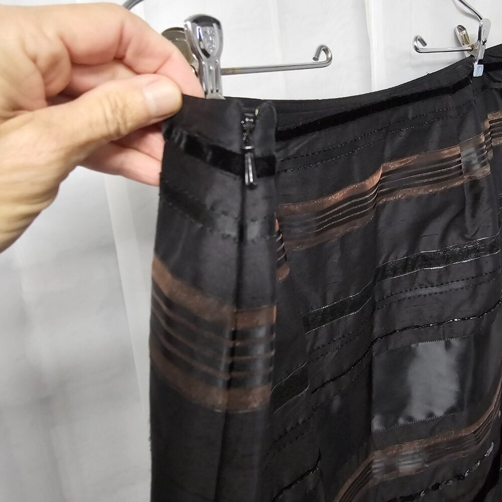 Vintage Alfani Skirt Black Goth Whimsigoth Lace Velvet Satin A-line Silk 14W - Picture 4 of 9